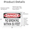 Signmission No Smoking Within 50 Feet Danger Sign, Vinyl Decal, 5in W x 3.5in L, 2PK OS-2PACK-DS-D-35-L-19451 - alternate 2